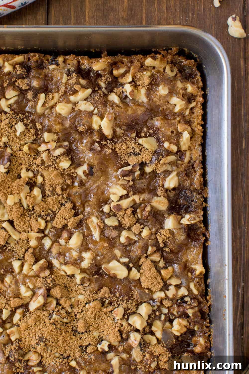 The recipe in a baking pan.