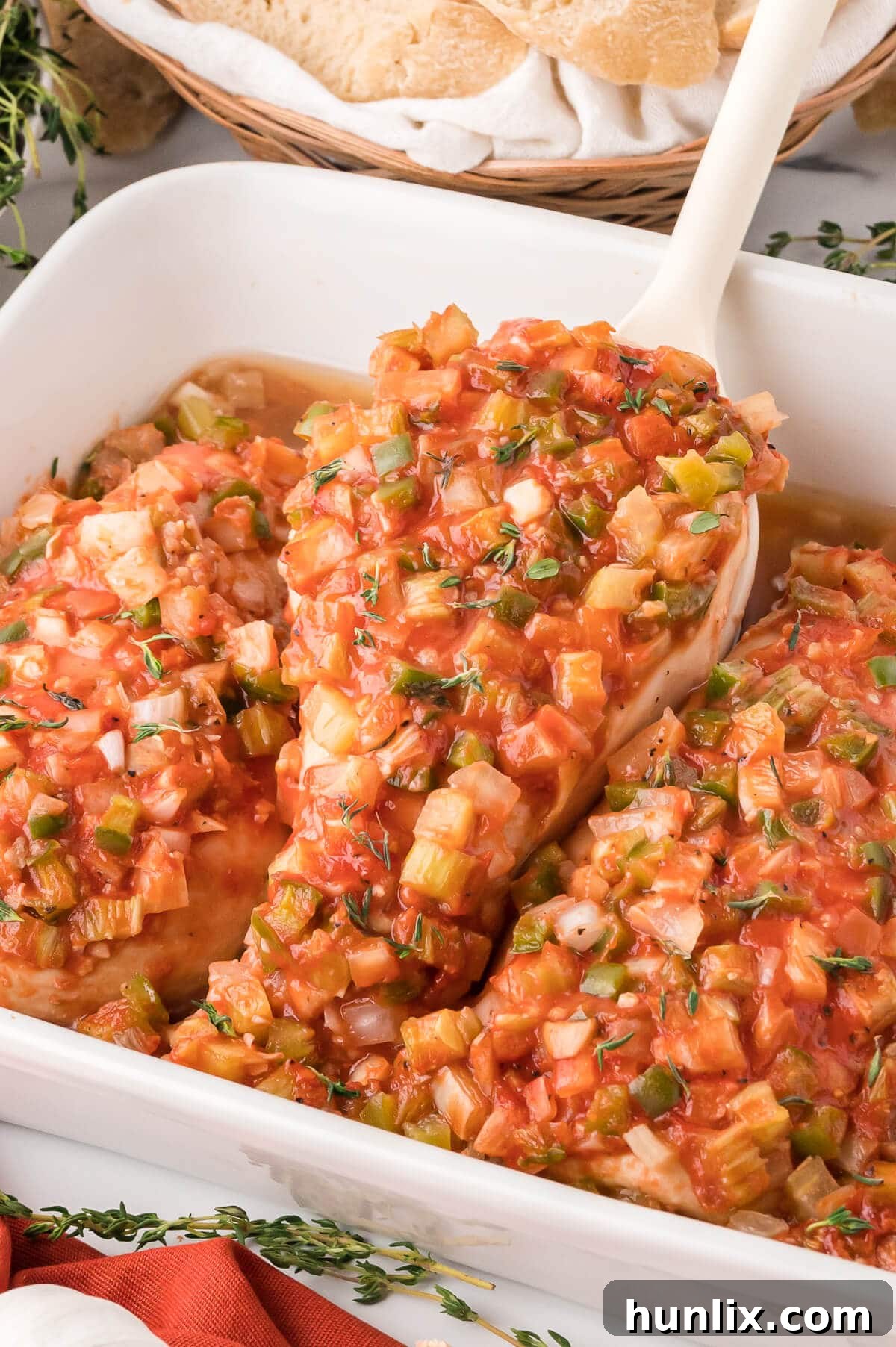 The recipe on a spatula in a pan.