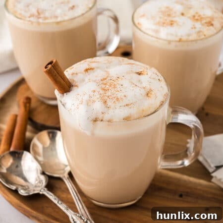 The recipe in a glass mug.