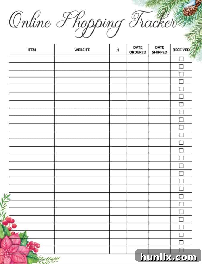 Your Ultimate Free Printable Christmas Planner 5 Online Christmas Shopping Tracker - Monitor Shipments and Orders
