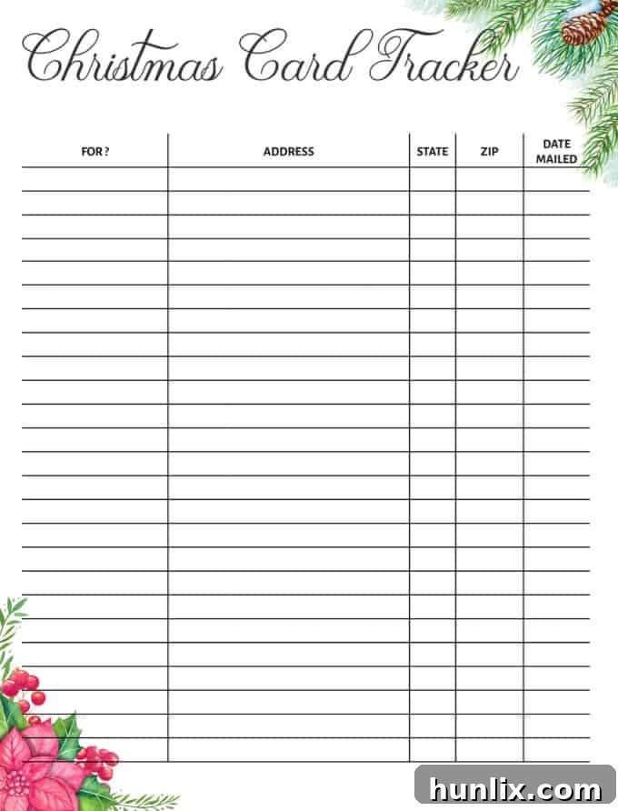 Your Ultimate Free Printable Christmas Planner 6 Christmas Card Tracker - Organize Your Holiday Greetings