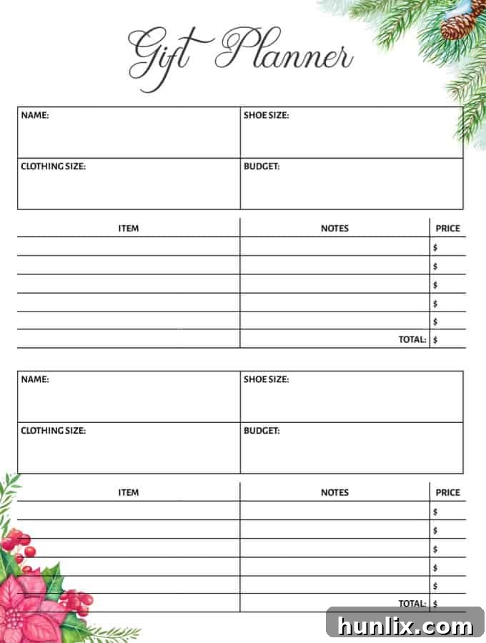 Your Ultimate Free Printable Christmas Planner 8 Christmas Gift Planner - Track Gifts and Manage Your Holiday Budget