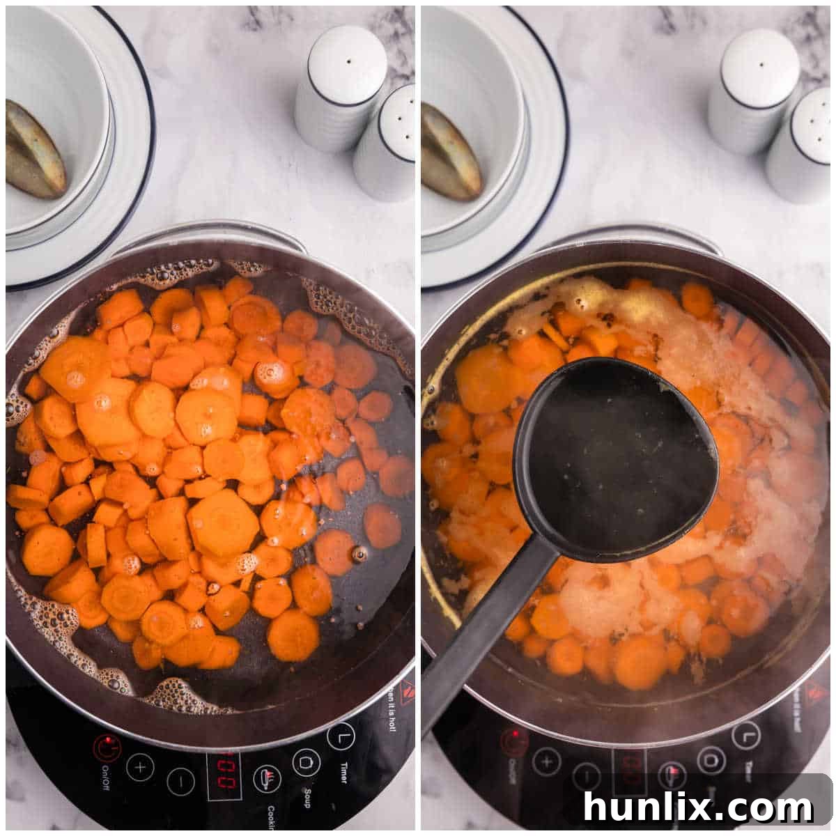 Steps to make sweet and sour carrots.