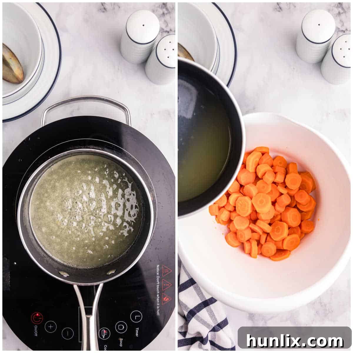 Steps to make sweet and sour carrots.