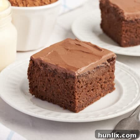 A piece of cake on a plate.