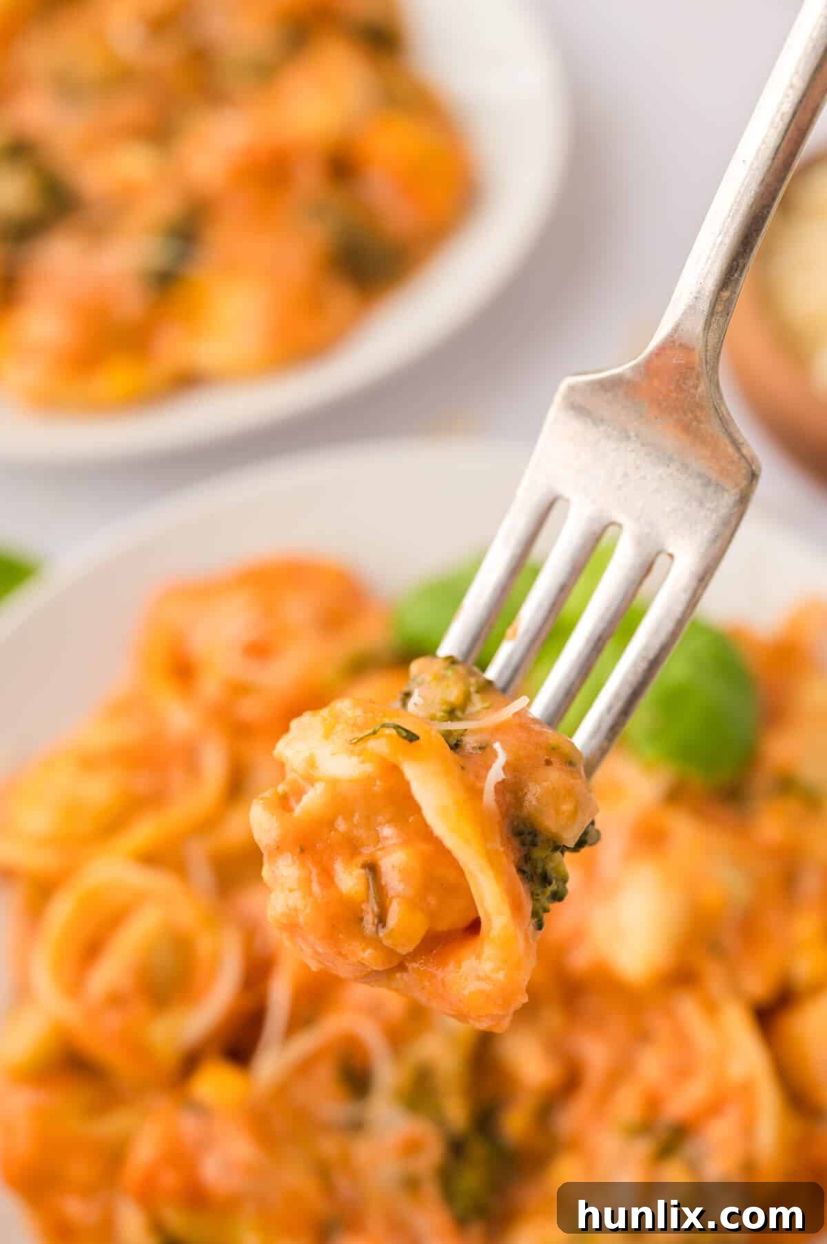 A piece of the recipe on a fork.