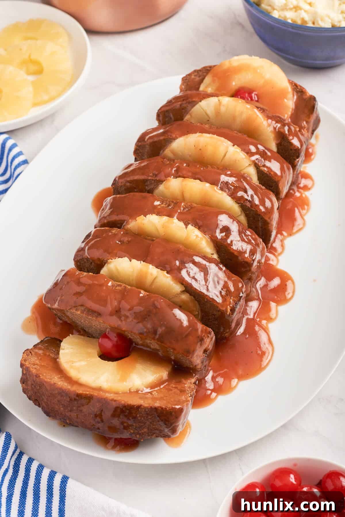 Island Spice Meatloaf 7 Caribbean meatloaf on a platter.