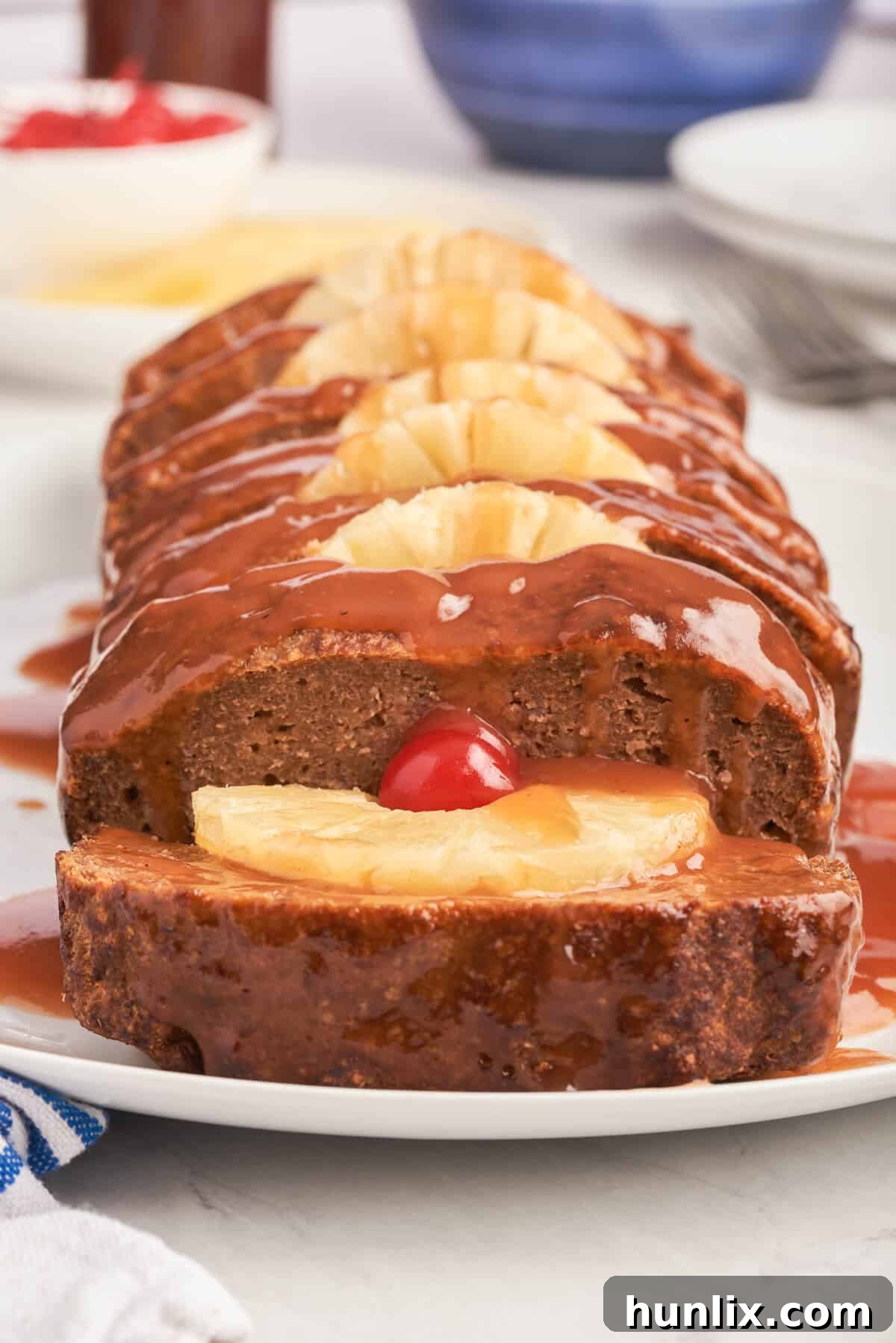 Island Spice Meatloaf 8 Caribbean meatloaf on a platter.