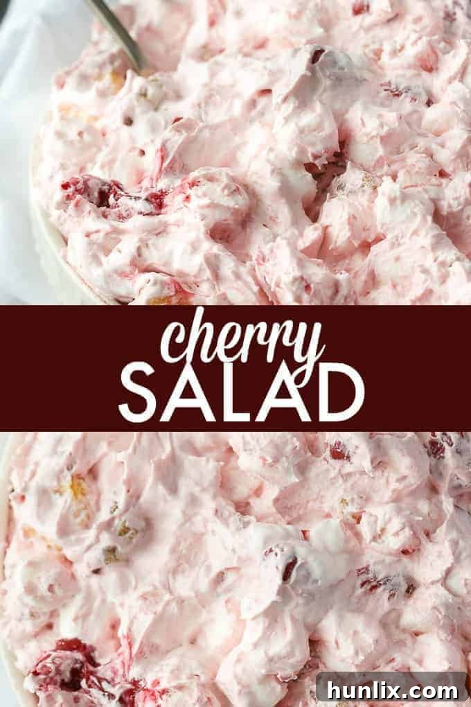 A collage of Cherry Salad images, showcasing different angles and serving styles.