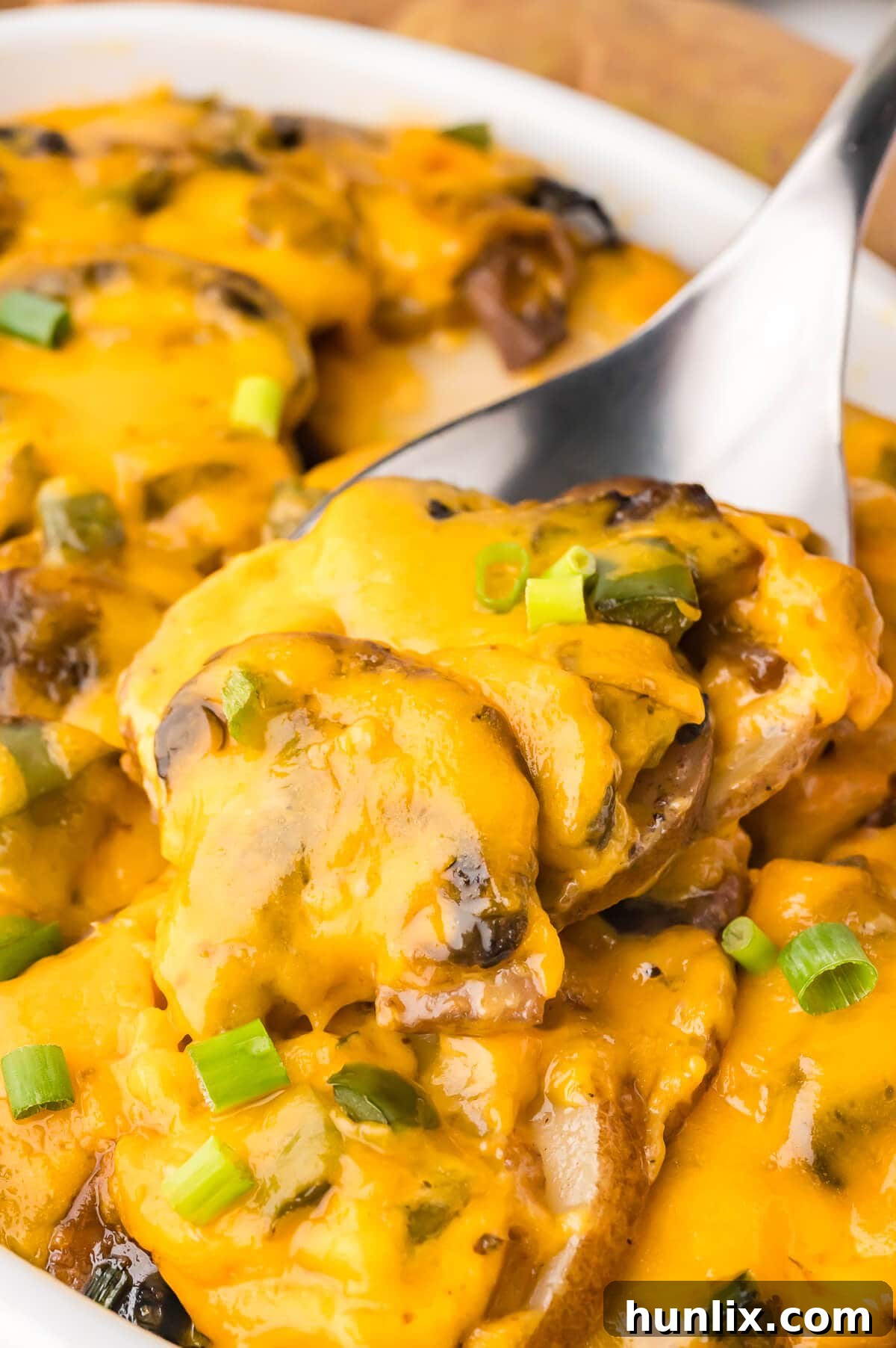 The recipe on a serving spoon.