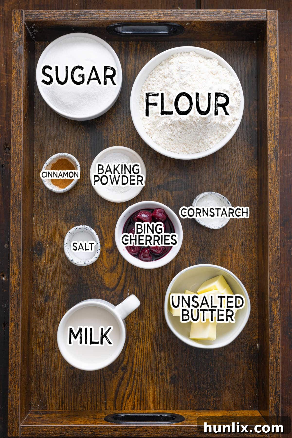 Fireside Cherry Cobbler 3 Ingredients on a wooden platter.