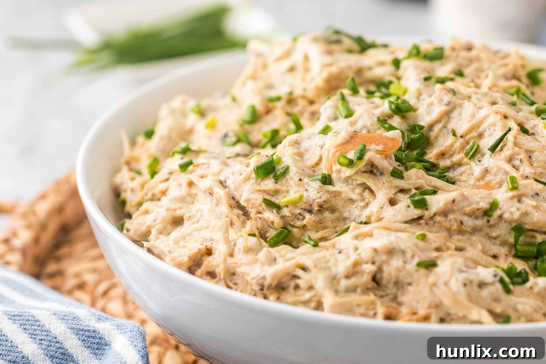 Dreamy Slow Cooker Cream Cheese Chicken 8 The recipe in a bowl.