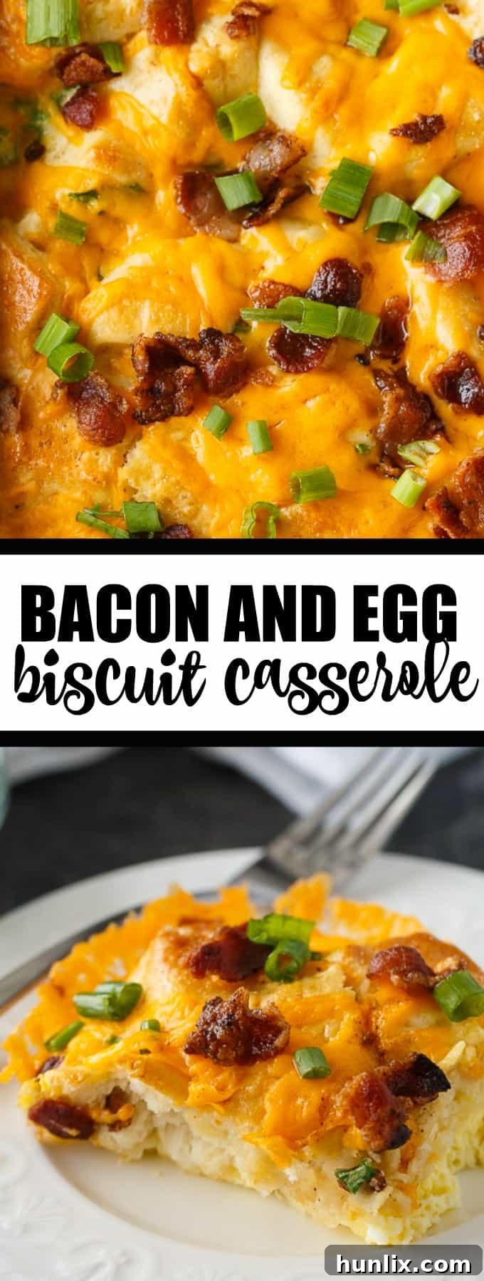 Full-length collage of Bacon and Egg Biscuit Casserole images, ideal for sharing.