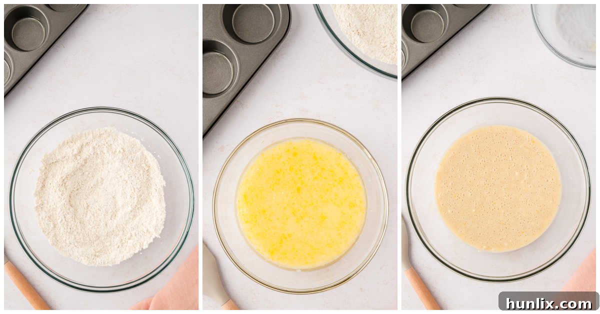 Sweetly Spiced Morning Muffins 4 Close-up of muffin batter being mixed in a bowl, part of the process to make sugar and spice muffins.