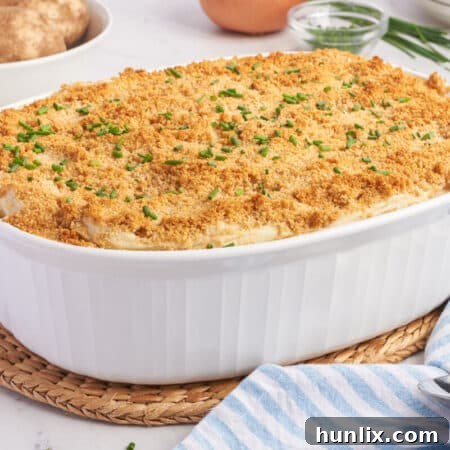 Swedish potatoes in a casserole dish.