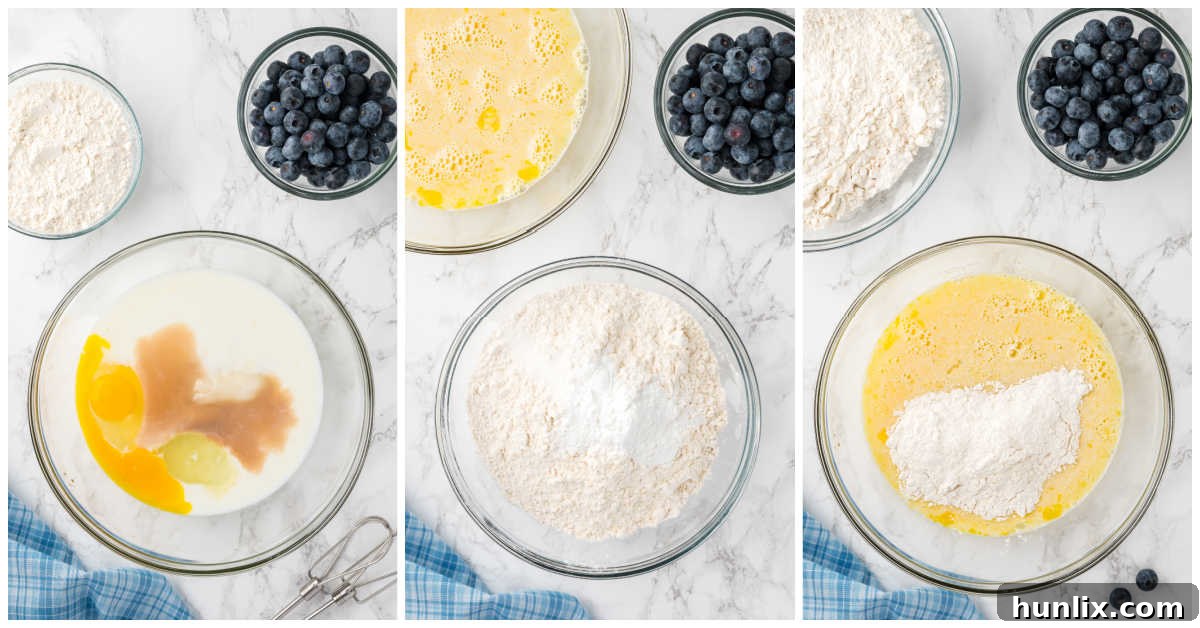 Blueberry Burst Loaf 4 Collage of mixing the bread ingredients.