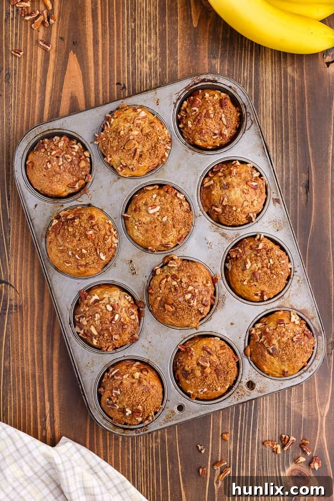 Moist and flavorful Banana Streusel Muffins with a sweet, crunchy topping – perfect for breakfast, dessert, or a snack.