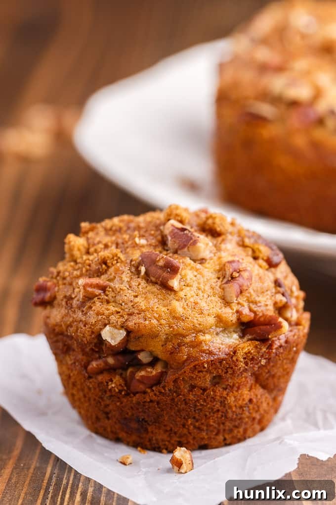 A delightful array of Banana Streusel Muffins, presented beautifully for serving.