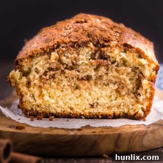 A slice of Cinnamon Bread with cinnamon swirls