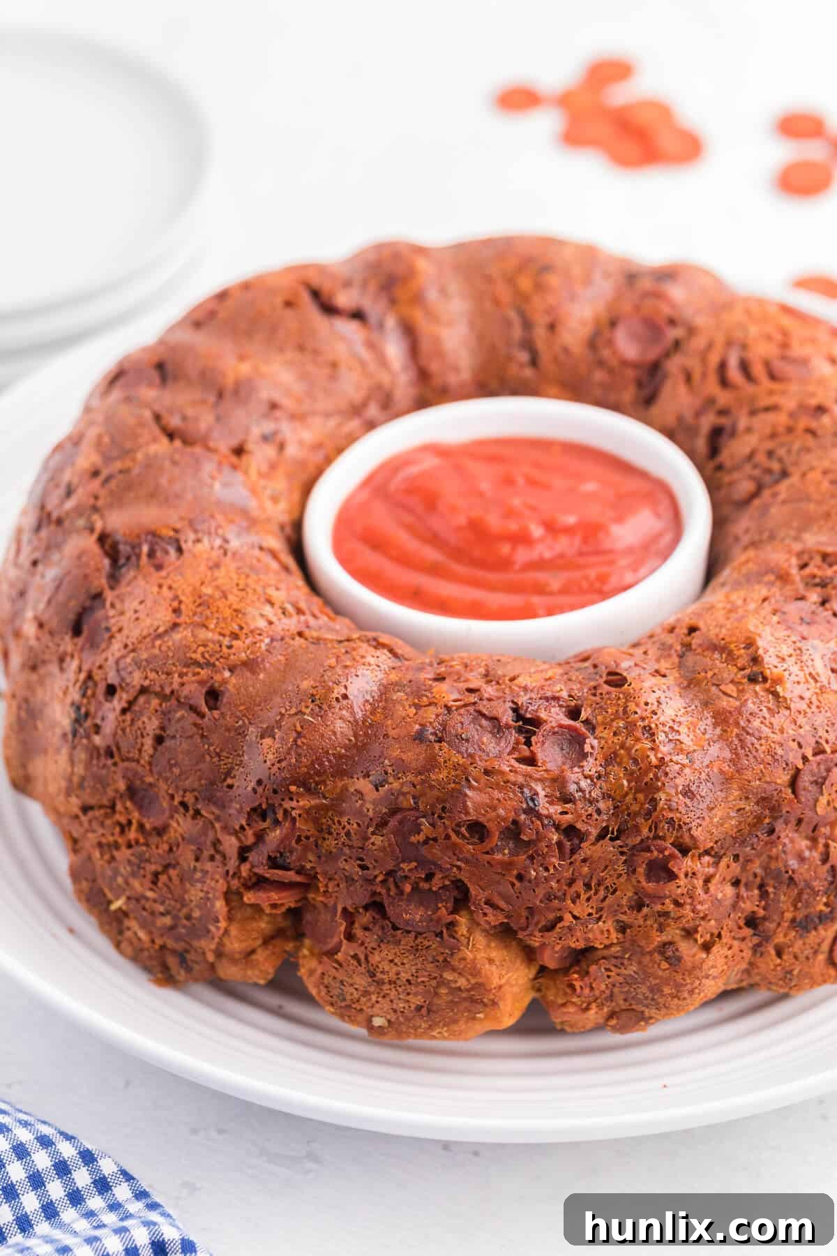 Delicious Pull Apart Pizza Monkey Bread with Pepperoni and Mozzarella Cheese