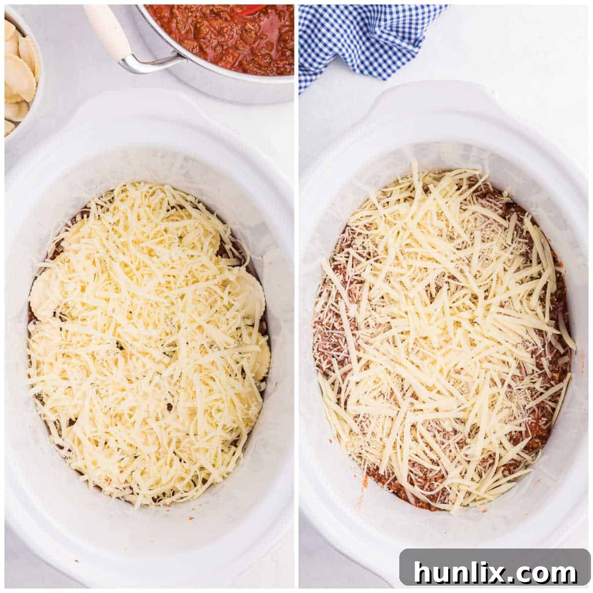 Easy One-Pot Slow Cooker Ravioli Lasagna 7 Steps to make slow cooker ravioli lasagna.