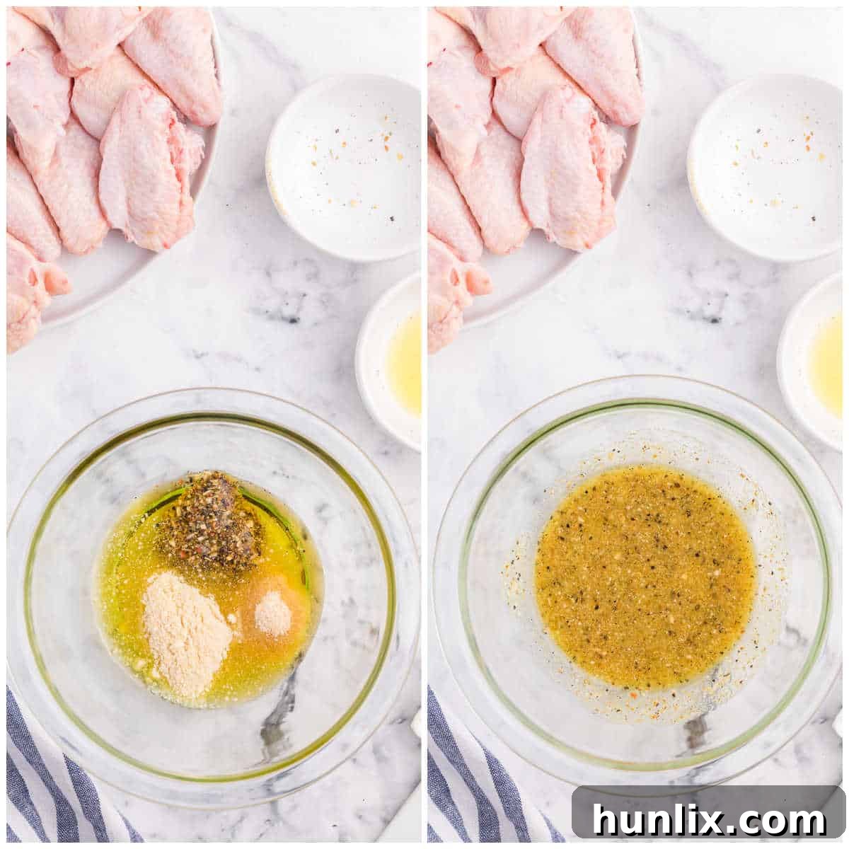 Collage of making the marinade.