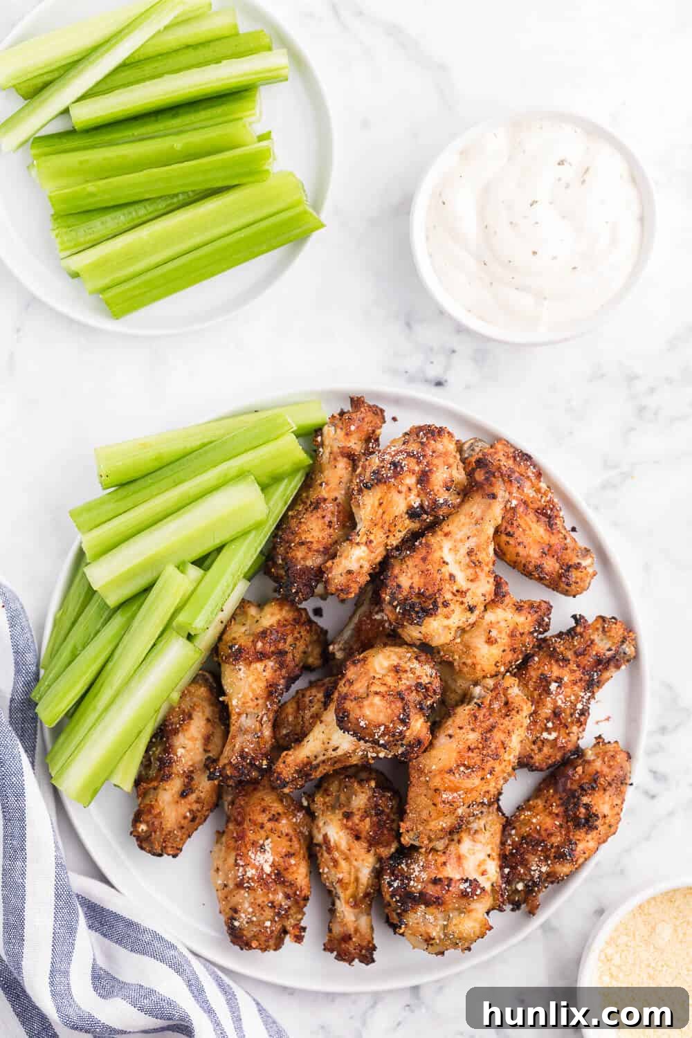 The recipe on a plate with celery sticks.