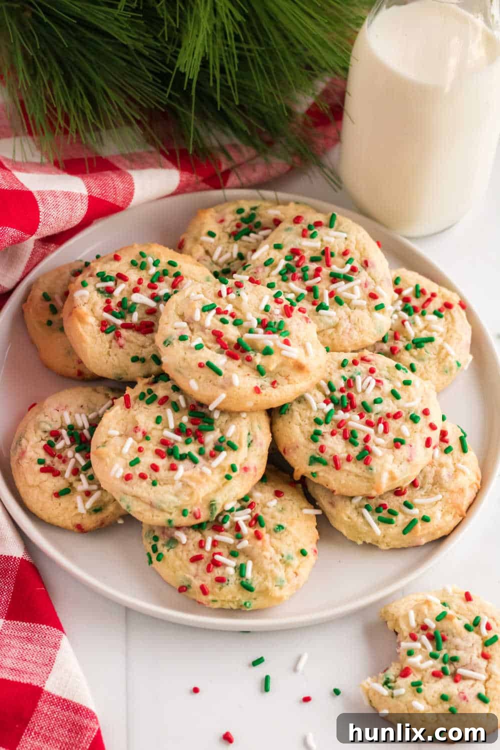 Easy Festive Cake Mix Cookies 6 a plate of christmas cake mix cookies
