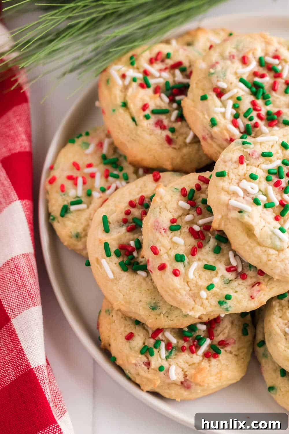 Easy Festive Cake Mix Cookies 8 a plate of christmas cake mix cookies