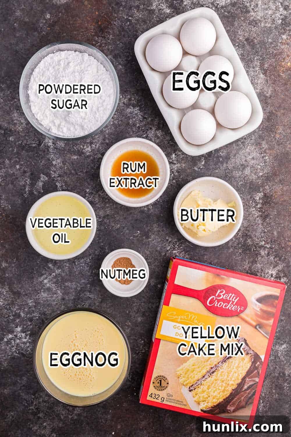 ingredients to make eggnog donuts