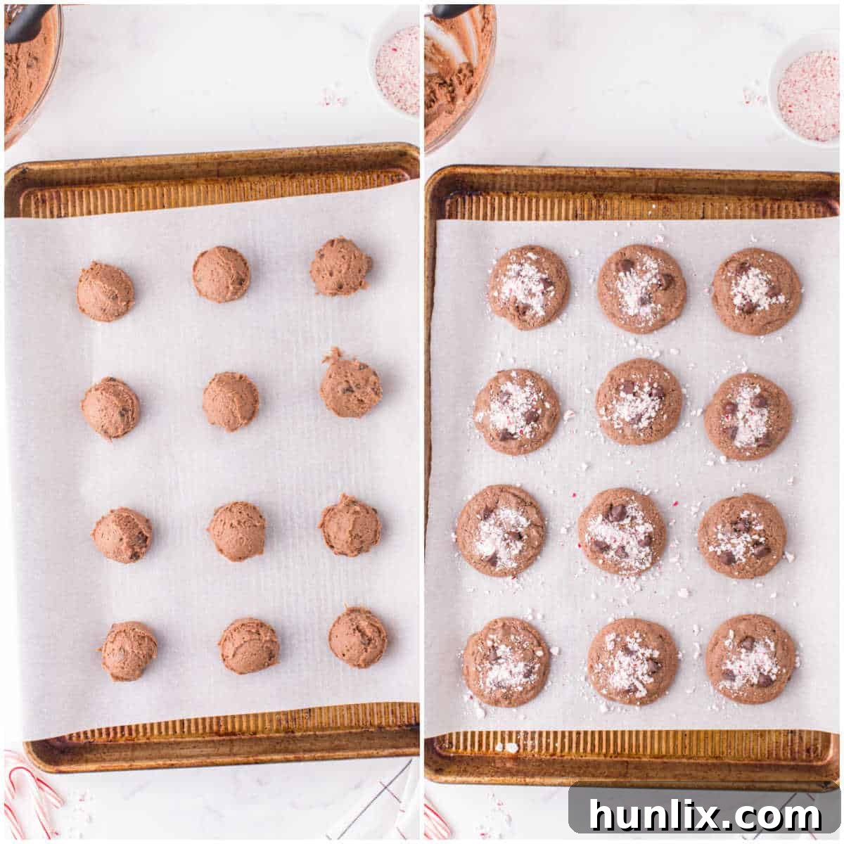 chocolate peppermint cookies prep