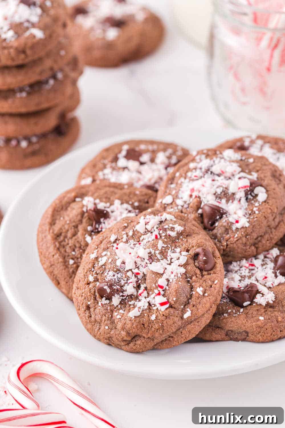 chocolate peppermint cookies on a plate