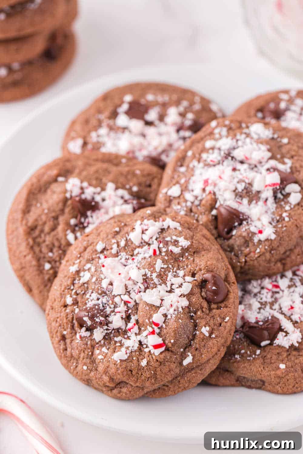 chocolate peppermint cookies on a plate
