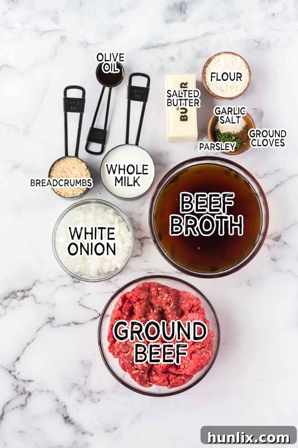 Traditional Swedish Meatballs 3 All the fresh ingredients laid out for making delicious Swedish meatballs.