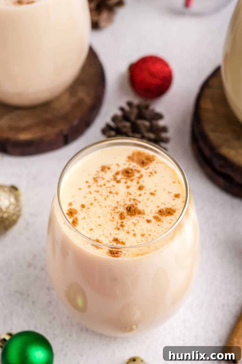 Velvet Spiced Eggnog 9 A glass of the recipe.