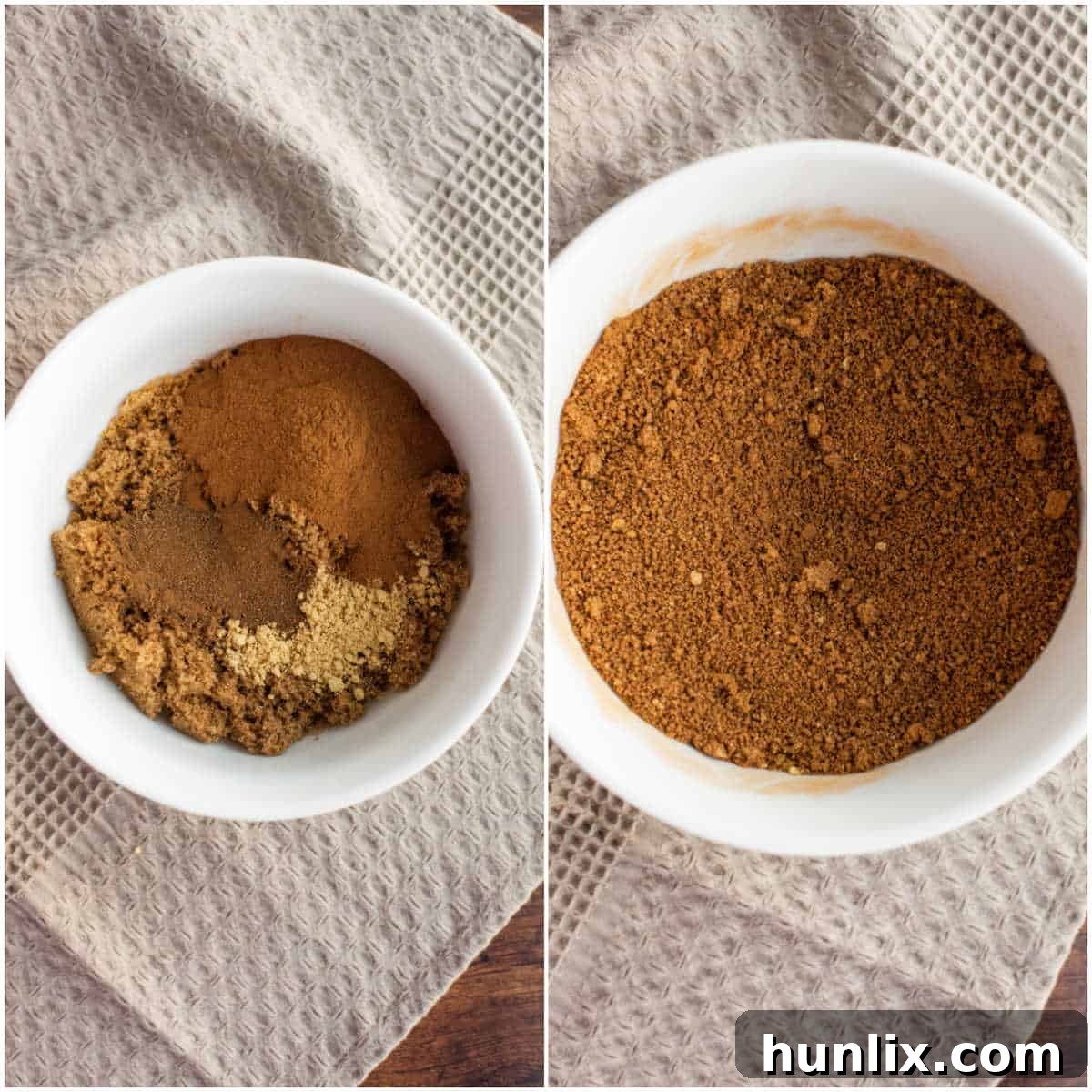 Pumpkin Spice Cinnamon Swirls 6 Mixing the cinnamon and spice filling ingredients in a bowl