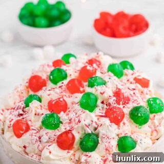 Christmas Fluff dessert salad in a serving bowl