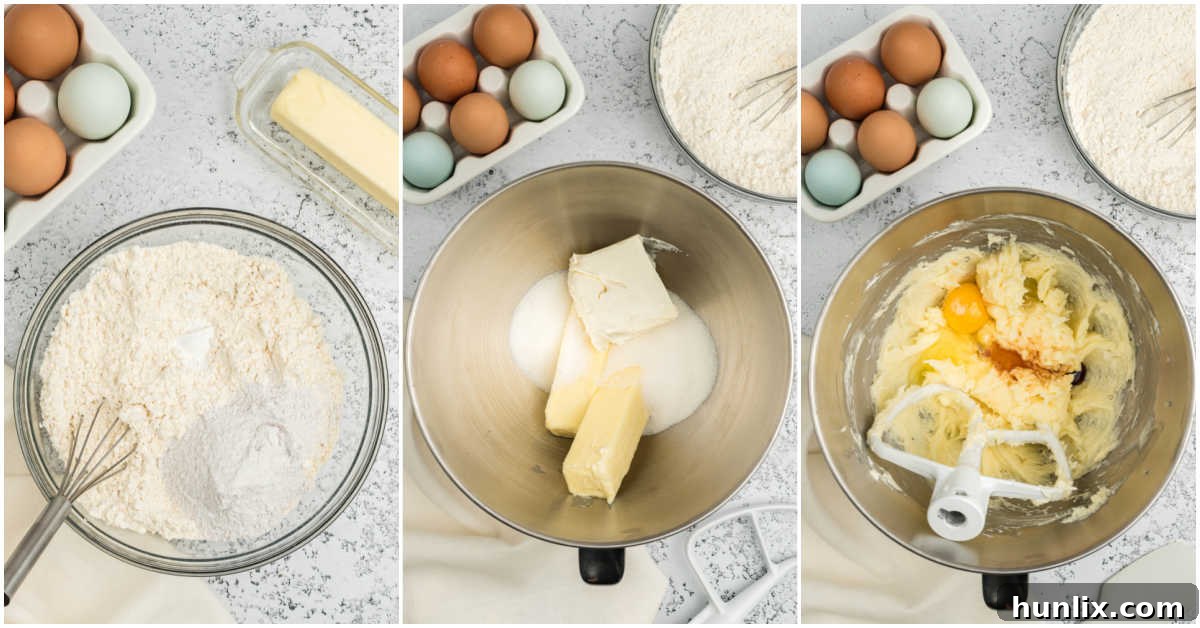 Creaming butter, cream cheese, and sugar in a stand mixer, demonstrating the start of the wet ingredients mixture for butterscotch pudding cookies.