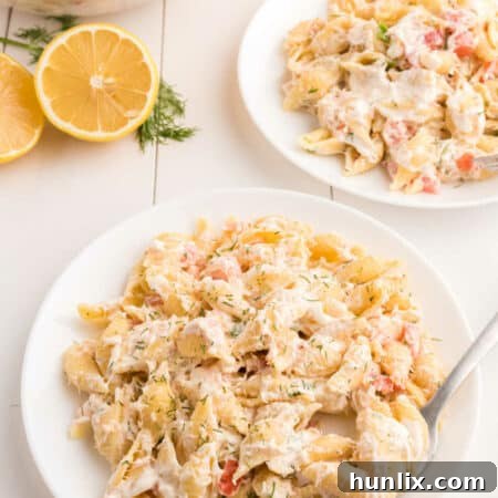 Zesty Shrimp Pasta Salad 11 A vibrant bowl of Shrimp Pasta Salad, ready to be enjoyed.