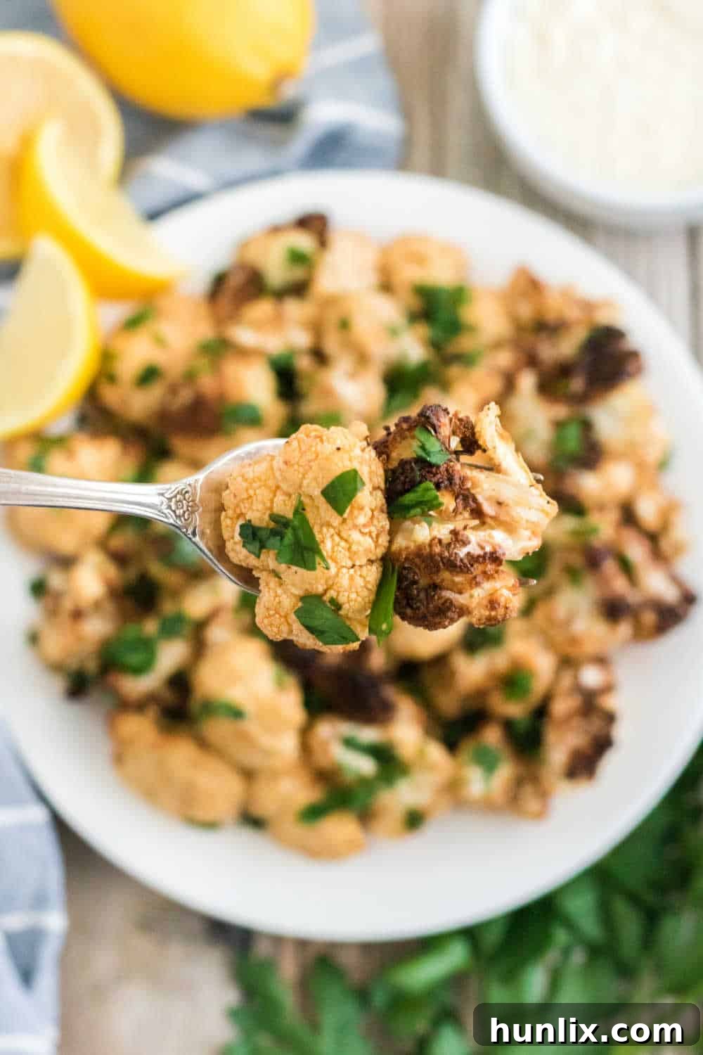 Crispy Air-Fried Cauliflower 9 The recipe on a fork.