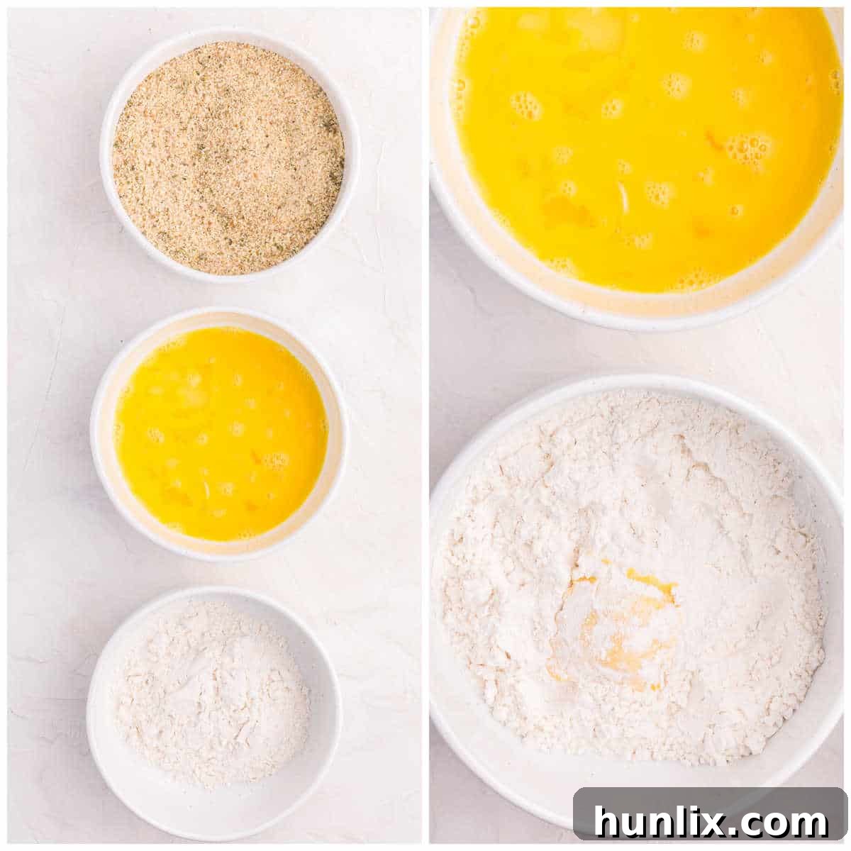 Golden Air Fryer Ravioli 4 Collage of bowls with ingredients.