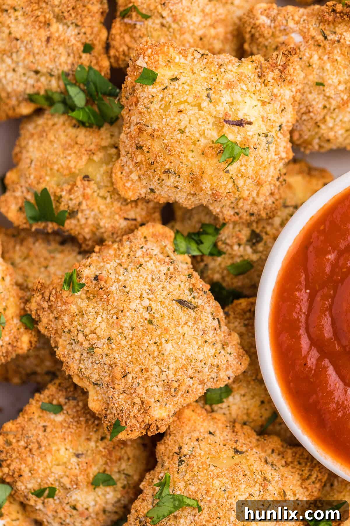 Golden Air Fryer Ravioli 9 Close up of the recipe.