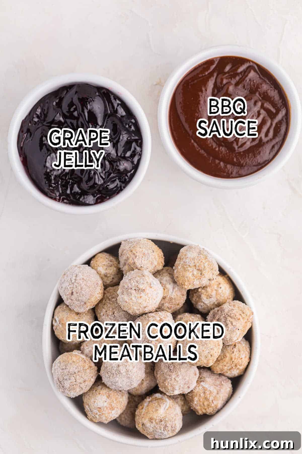 Grape-Glazed Meatballs 3 Ingredients to make grape jelly meatballs.