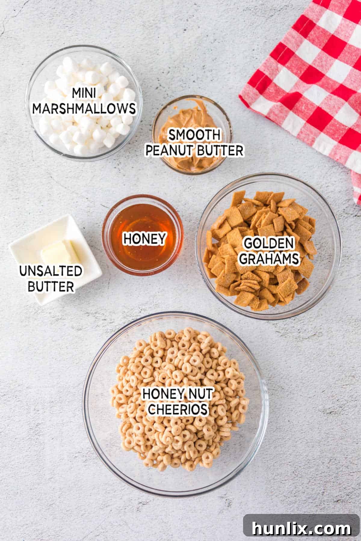 Ingredients on a grey surface.