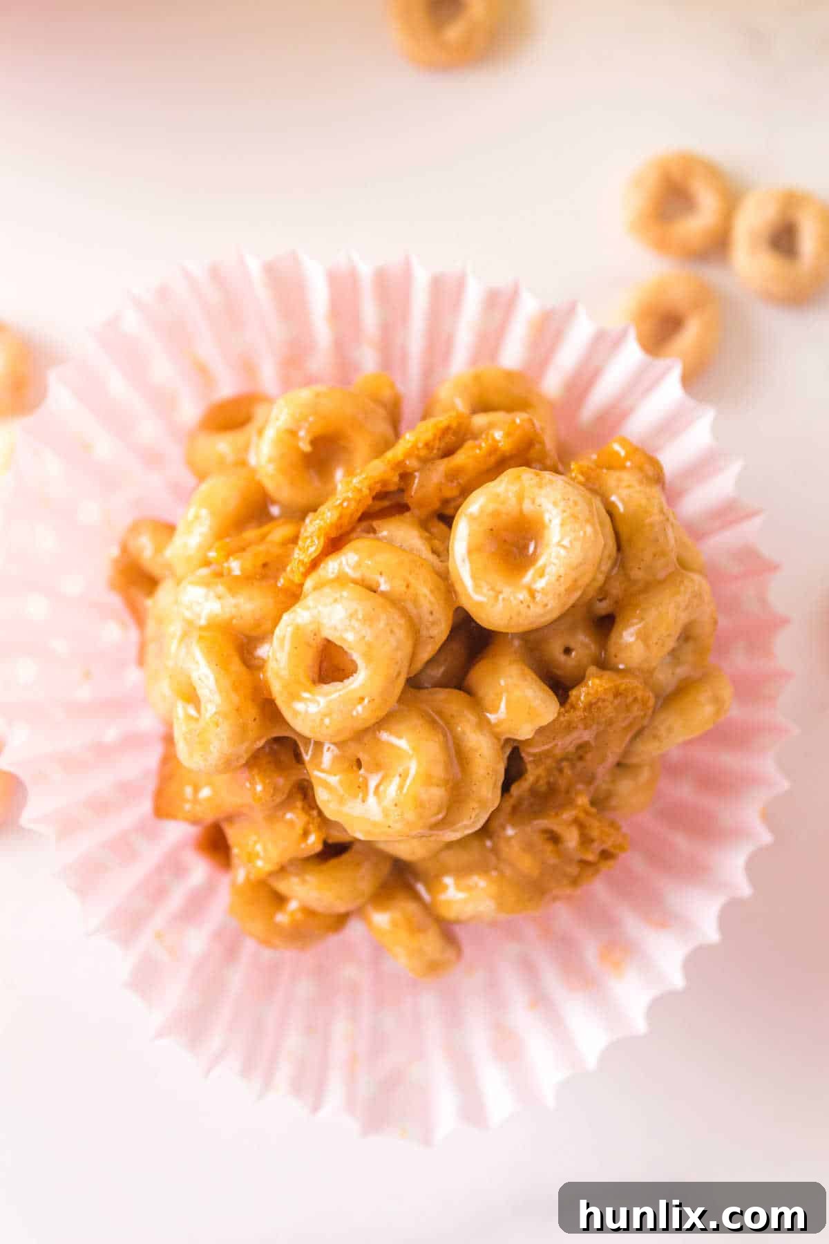 A piece of the recipe in a pink cupcake liner.