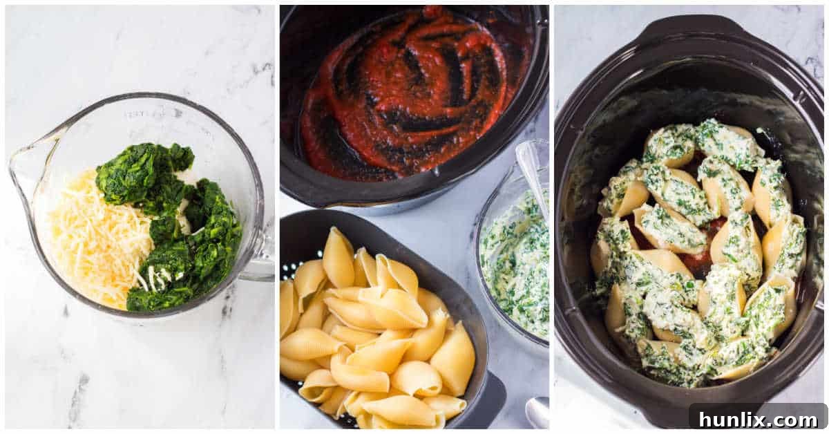 Steps to make classic stuffed shells.