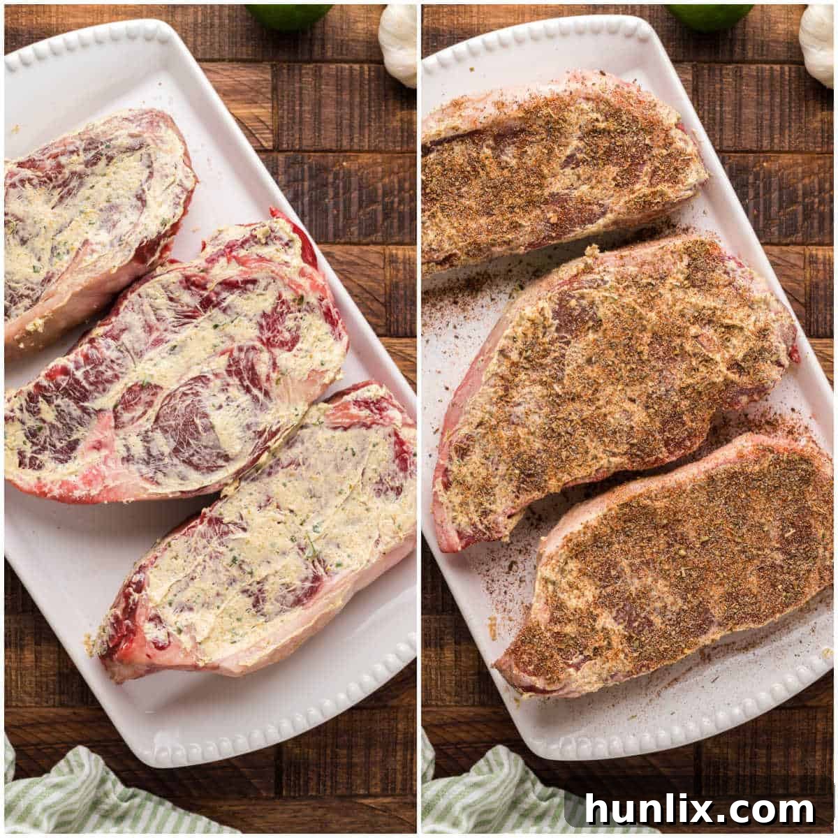 Steps to make blackened steak.