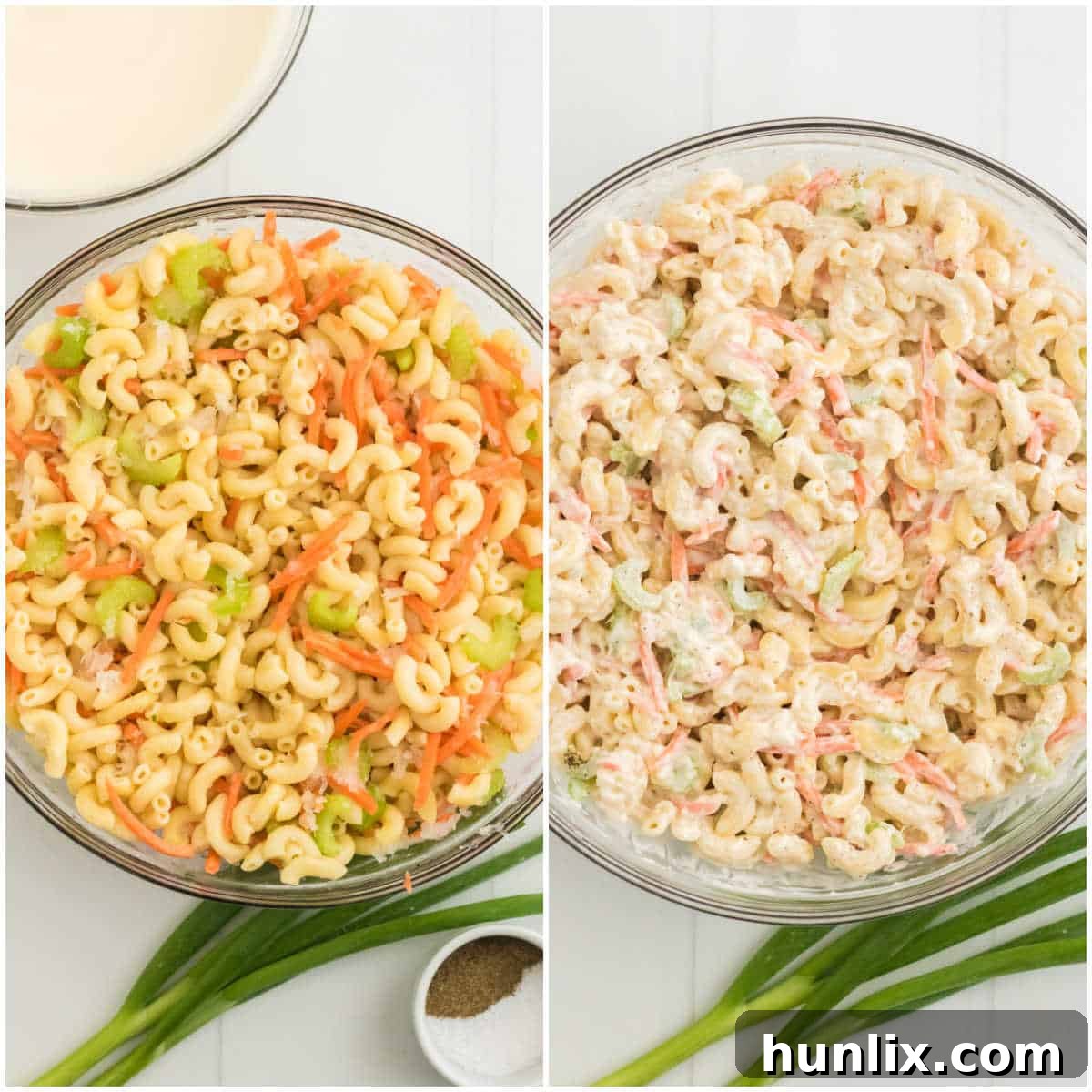 Steps to make hawaiian macaroni salad.
