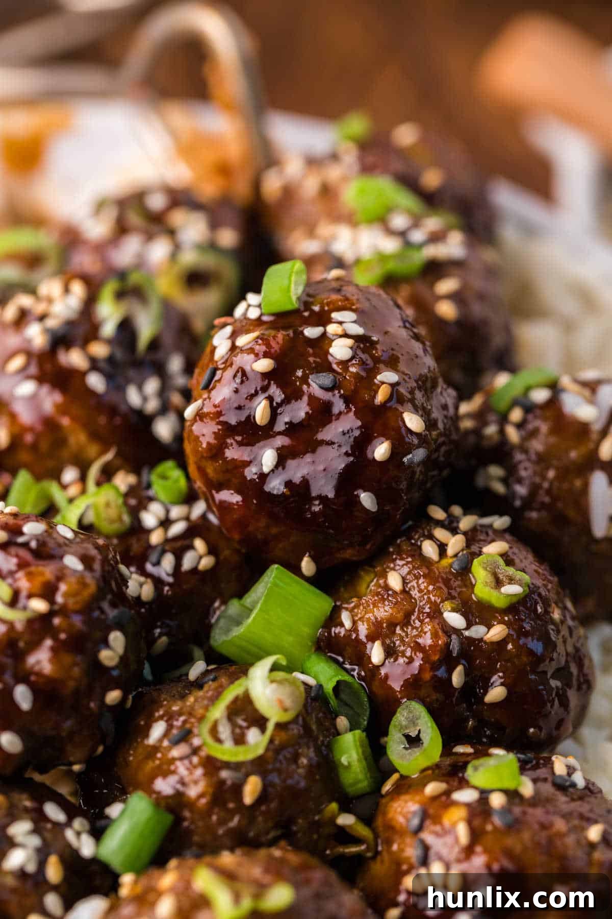 Korean BBQ Meatballs 11 Korean meatballs on rice.