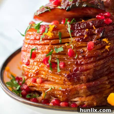 Christmas Glazed Ham 11 Christmas Ham on a platter.